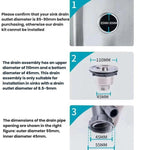 Conjunto de Acessórios para Tubo de Drenagem de Lavatório em Aço Inoxidável para Cozinha, Dreno Anti-Odor, Tubo de Cauda com Dupla Fenda 0,6m, Curva S com Dupla Fenda, Tubo de Cauda com Dupla Fenda 1m