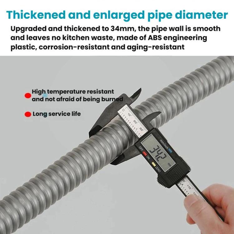 Conjunto de Acessórios para Tubo de Drenagem de Lavatório em Aço Inoxidável para Cozinha, Dreno Anti-Odor, Tubo de Cauda com Dupla Fenda 0,6m, Curva S com Dupla Fenda, Tubo de Cauda com Dupla Fenda 1m