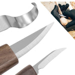 Raspador de Madeira para Afiar, Faca de Madeira para Trabalhos em Madeira, Faca para Escultura em Noz, Ferramenta para Padrões de Escultura Manual, Conjunto de 3 Peças
