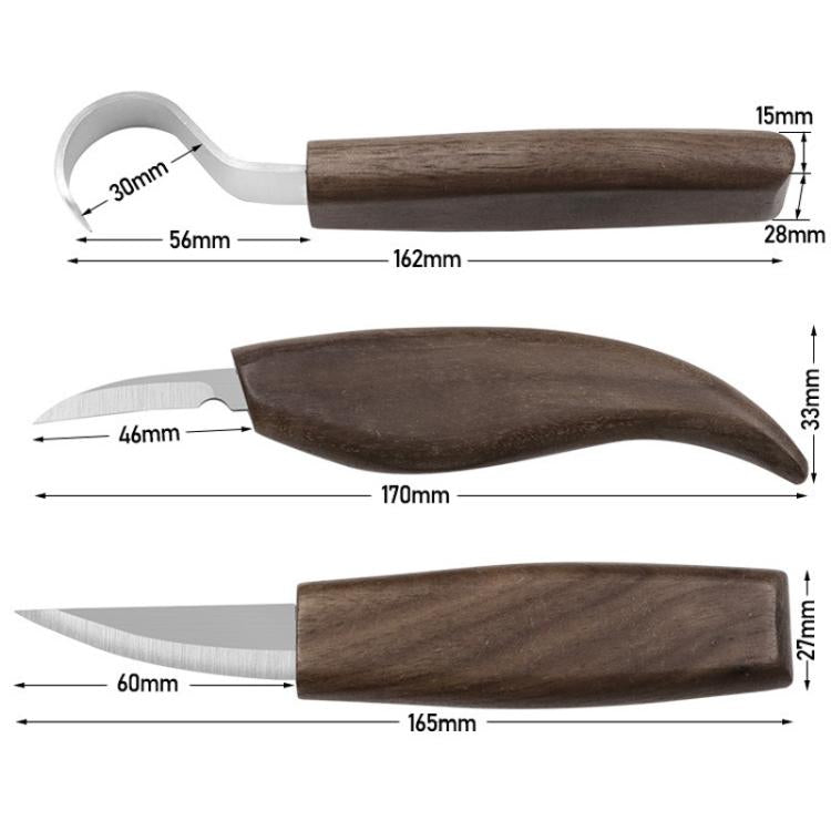 Raspador de Madeira para Afiar, Faca de Madeira para Trabalhos em Madeira, Faca para Escultura em Noz, Ferramenta para Padrões de Escultura Manual, Conjunto de 3 Peças
