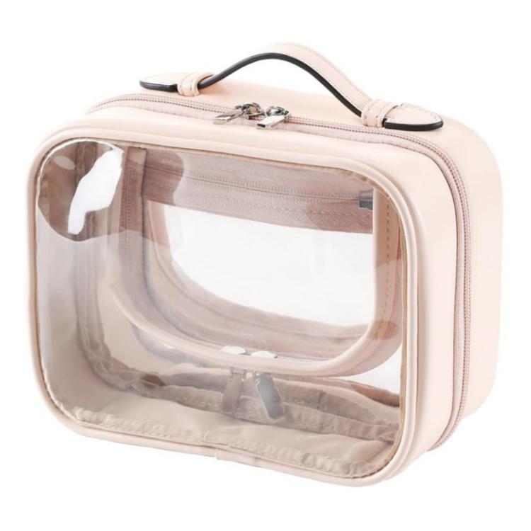 APJ083 Bolsa de maquilhagem transparente impermeável de viagem, organizador portátil de artigos de higiene de grande capacidade para transporte manual