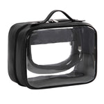 APJ083 Bolsa de maquilhagem transparente impermeável de viagem, organizador portátil de artigos de higiene de grande capacidade para transporte manual