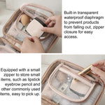 APJ083 Bolsa de maquilhagem transparente impermeável de viagem, organizador portátil de artigos de higiene de grande capacidade para transporte manual