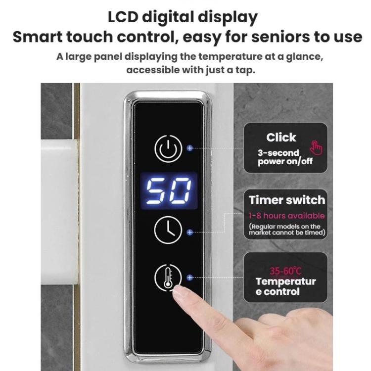 Smart Touchscreen Display Electric Heated Towel Rack Bathroom Drying Rack, Large Platinum Right Wiring, Large Platinum Left Wiring, Large White Right Wiring, Large White Left Wiring, Large Black Right Wiring, Large Black Left Wiring                    ...