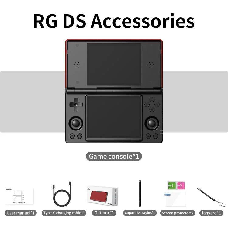 ANBERNIC RG DS Flip Consola de Jogo Portátil com Ecrã Duplo de 4 Polegadas IPS Touchscreen Dispositivo de Jogo AI 3+32G