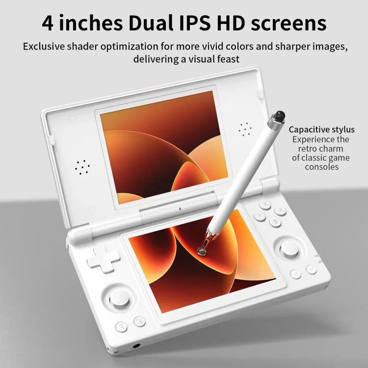 ANBERNIC RG DS Flip Consola de Jogo Portátil com Ecrã Duplo de 4 Polegadas IPS Touchscreen Dispositivo de Jogo AI 3+32G