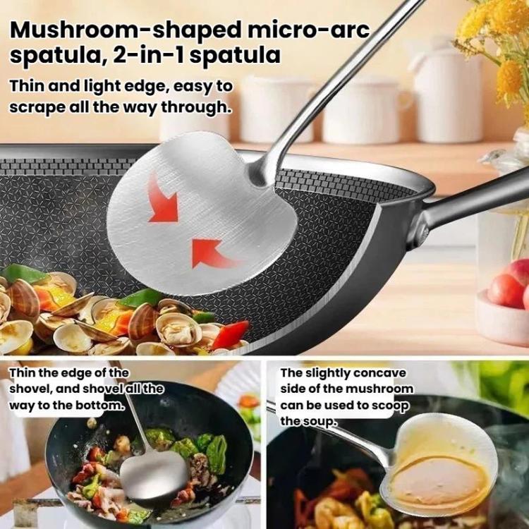 Conjunto de 2 Colheres de Wok e Concha com Cabo Longo em Madeira Maciça para Uso Doméstico, Pequeno