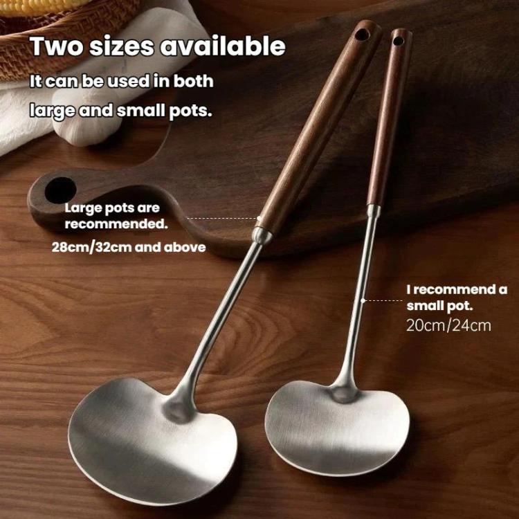 Conjunto de 2 Colheres de Wok e Concha com Cabo Longo em Madeira Maciça para Uso Doméstico, Pequeno