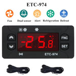 Controlador Digital de Temperatura Embutido ETC-974 com Funções de Arrefecimento, Descongelação e Ventoinha, ETC-974 220V, ETC-974 110V