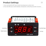 Controlador Digital de Temperatura Embutido ETC-974 com Funções de Arrefecimento, Descongelação e Ventoinha, ETC-974 220V, ETC-974 110V