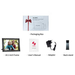 MSR-F1004 Moldura Digital de Fotos Inteligente com WiFi e Rotação Automática de 10,1 polegadas Ecrã Tátil IPS HD, Ficha US, Ficha EU
