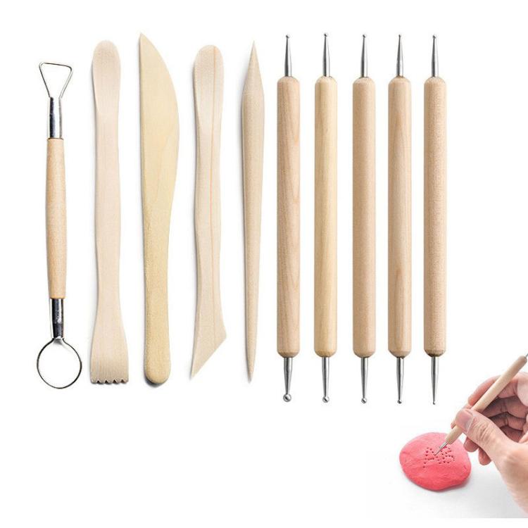 Conjunto de 10 Peças de Ferramentas para Cerâmica, Kit de Escultura e Corte em Argila para Iniciantes - Materiais de Arte em Cerâmica DIY