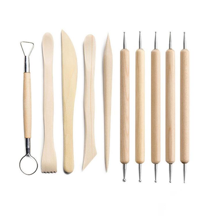 Conjunto de 10 Peças de Ferramentas para Cerâmica, Kit de Escultura e Corte em Argila para Iniciantes - Materiais de Arte em Cerâmica DIY