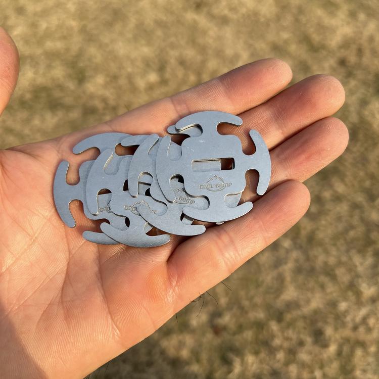 COOL CAMP 4pcs /Pacote Grampos de Corda em Aço Inoxidável Fixadores Sem Nó para Cordas de Campismo 2-4mm