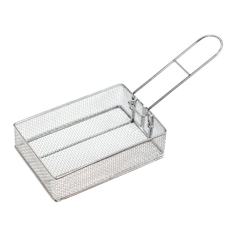 COOL CAMP Cesto Dobrável em Aço Inoxidável para Fritar para Campismo Exterior, 175 x 120 x 50mm