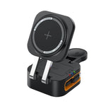 Carregador Sem Fios Magnético Retrátil 3 em 1 de 15W com Suporte Dobrável para Mesa