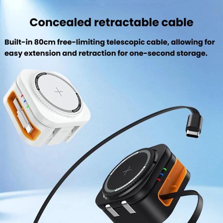 Carregador Sem Fios Magnético Retrátil 3 em 1 de 15W com Suporte Dobrável para Mesa