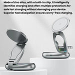 Carregador Sem Fios Magnético 3 em 1 de 15W com Luzes LED Coloridas, Suporte Giratório para Mesa