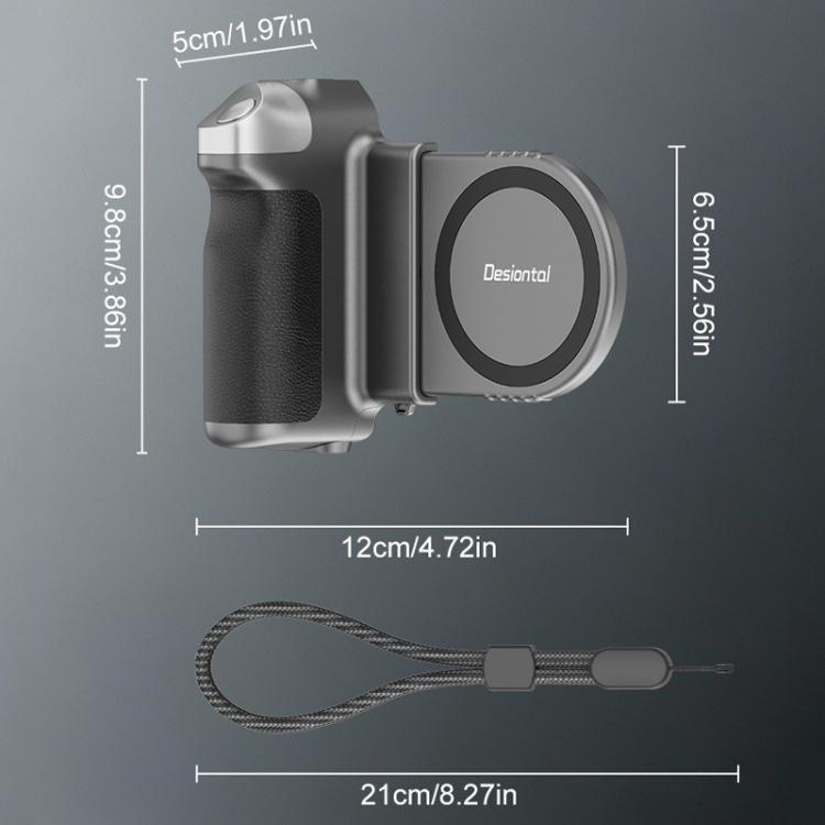 Desiontal GP-06 Empunhadura Estabilizadora Magnética Retrátil para Telefone para Gravação, Para Transmissão em Direto e Selfie ao Ar Livre, GP-06