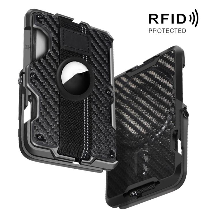 Para AirTag 2ª Geração / AirTag 1ª Geração Suporte de Cartão Metálico Magnético com Suporte para Telemóvel, Bloqueio RFID, Correia Elástica para Pulso