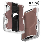 Para AirTag 2ª Geração / AirTag 1ª Geração Suporte de Cartão Metálico Magnético com Suporte para Telemóvel, Bloqueio RFID, Correia Elástica para Pulso
