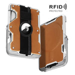 Para AirTag 2ª Geração / AirTag 1ª Geração Suporte de Cartão Metálico Magnético com Suporte para Telemóvel, Bloqueio RFID, Correia Elástica para Pulso