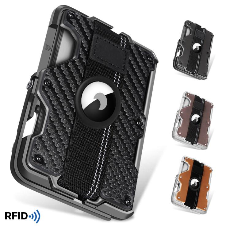 Para AirTag 2ª Geração / AirTag 1ª Geração Suporte de Cartão Metálico Magnético com Suporte para Telemóvel, Bloqueio RFID, Correia Elástica para Pulso