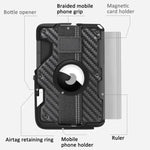 Para AirTag 2ª Geração / AirTag 1ª Geração Suporte de Cartão Metálico Magnético com Suporte para Telemóvel, Bloqueio RFID, Correia Elástica para Pulso