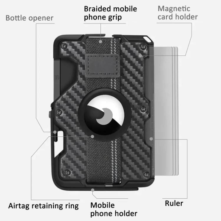 Para AirTag 2ª Geração / AirTag 1ª Geração Suporte de Cartão Metálico Magnético com Suporte para Telemóvel, Bloqueio RFID, Correia Elástica para Pulso