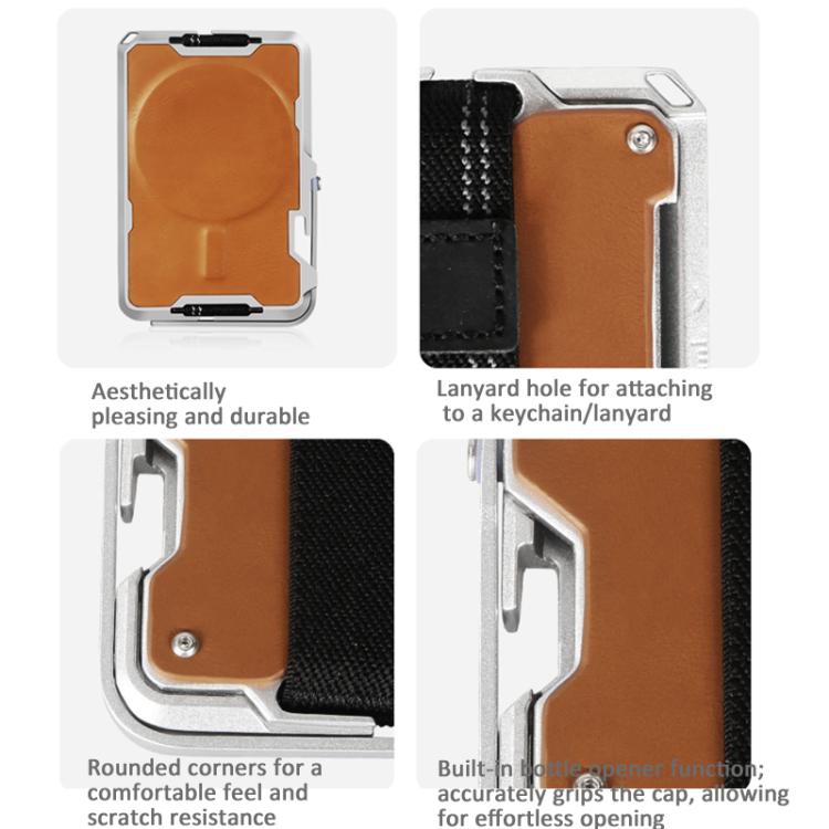 Para AirTag 2ª Geração / AirTag 1ª Geração Suporte de Cartão Metálico Magnético com Suporte para Telemóvel, Bloqueio RFID, Correia Elástica para Pulso