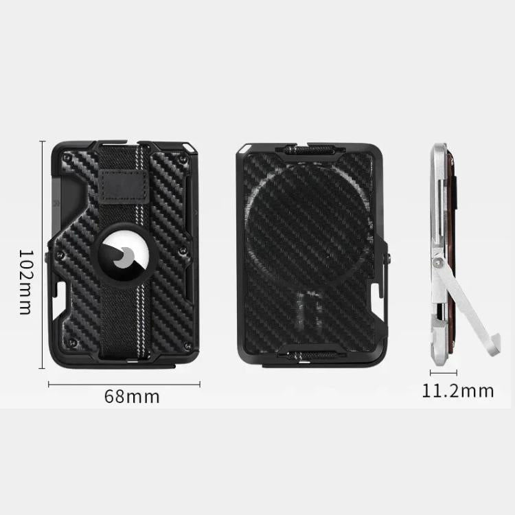 Para AirTag 2ª Geração / AirTag 1ª Geração Suporte de Cartão Metálico Magnético com Suporte para Telemóvel, Bloqueio RFID, Correia Elástica para Pulso