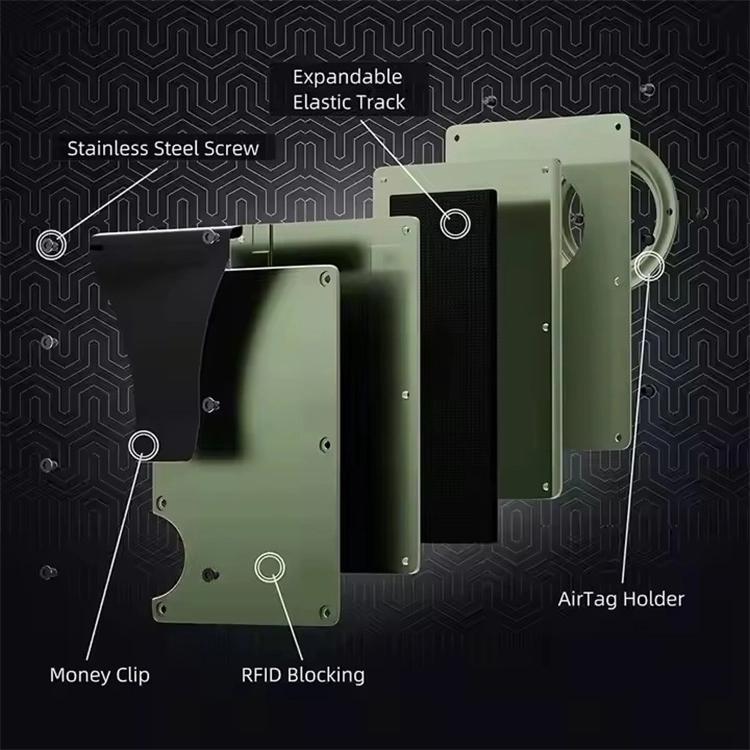 Para AirTag 2ª Geração / AirTag 1ª Geração Carteira com suporte metálico para cartões e bloqueio RFID