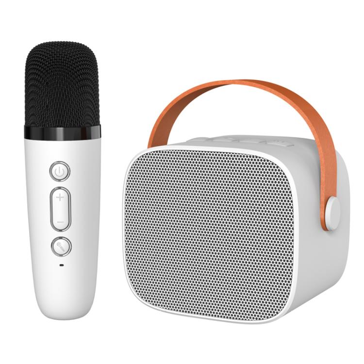 Coluna Bluetooth Portátil com Microfone Destacável para Karaoke Infantil e Familiar, Microfone Duplo Azul Céu, Microfone Duplo Rosa, Microfone Duplo Branco, Microfone Simples Azul Céu, Microfone Simples Rosa, Microfone Simples Branco