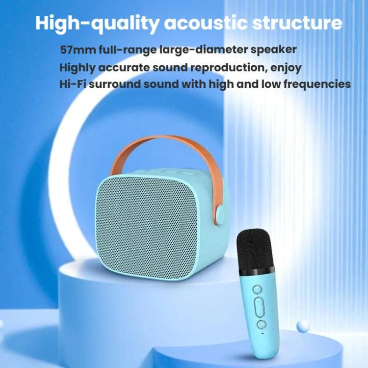 Coluna Bluetooth Portátil com Microfone Destacável para Karaoke Infantil e Familiar, Microfone Duplo Azul Céu, Microfone Duplo Rosa, Microfone Duplo Branco, Microfone Simples Azul Céu, Microfone Simples Rosa, Microfone Simples Branco