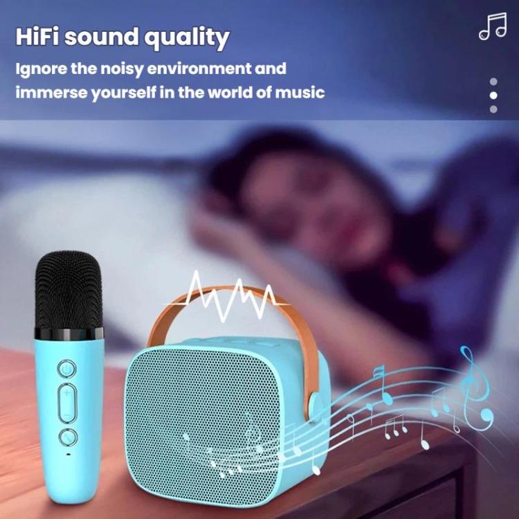 Coluna Bluetooth Portátil com Microfone Destacável para Karaoke Infantil e Familiar, Microfone Duplo Azul Céu, Microfone Duplo Rosa, Microfone Duplo Branco, Microfone Simples Azul Céu, Microfone Simples Rosa, Microfone Simples Branco