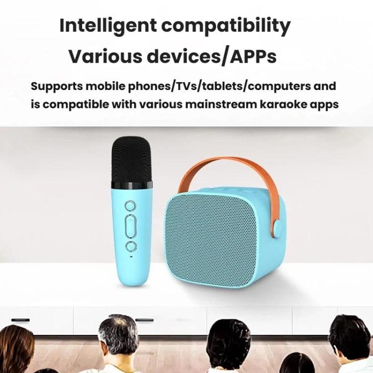 Coluna Bluetooth Portátil com Microfone Destacável para Karaoke Infantil e Familiar, Microfone Duplo Azul Céu, Microfone Duplo Rosa, Microfone Duplo Branco, Microfone Simples Azul Céu, Microfone Simples Rosa, Microfone Simples Branco