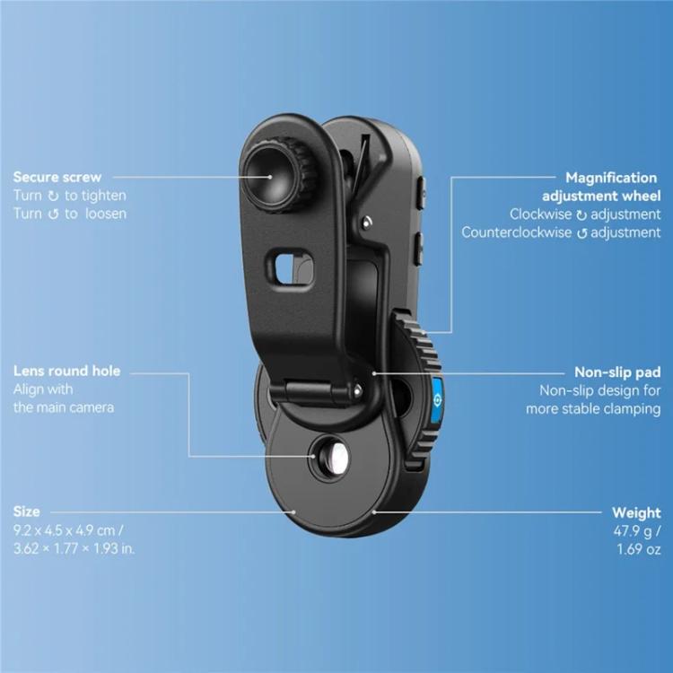 Microscópio para Telemóvel APEXEL TriScope 40X-80X-120X com Iluminação LED de Dupla Temperatura e UV, APL-MS3L