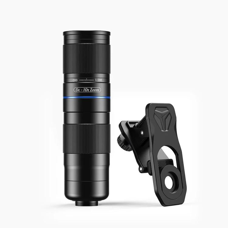 Kit de Lente TeleZoom 5–10X para Smartphone com Clipe Universal Tudo-em-um, APEXEL APL-T5-10X