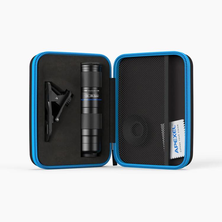 Kit de Lente TeleZoom 5–10X para Smartphone com Clipe Universal Tudo-em-um, APEXEL APL-T5-10X