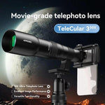 Kit de Lente TeleCular 50x para Smartphone com Tripé de Cabeça de Bola 360 Graus e Foco Interno, APEXEL APL-T50X