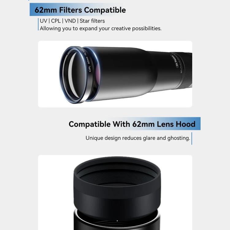 Kit de Lente TeleCular 50x para Smartphone com Tripé de Cabeça de Bola 360 Graus e Foco Interno, APEXEL APL-T50X
