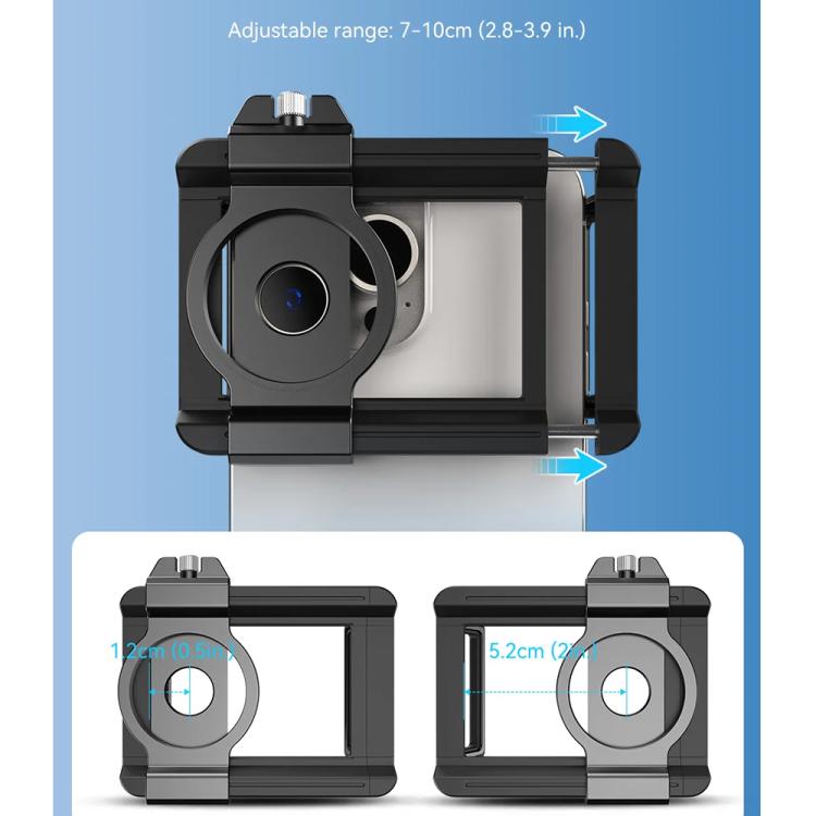 Kit de Lente TeleCular 50x para Smartphone com Tripé de Cabeça de Bola 360 Graus e Foco Interno, APEXEL APL-T50X