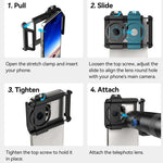 Kit de Lente TeleCular 50x para Smartphone com Tripé de Cabeça de Bola 360 Graus e Foco Interno, APEXEL APL-T50X