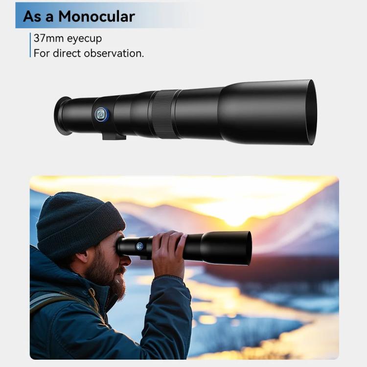 Kit de Lente TeleCular 50x para Smartphone com Tripé de Cabeça de Bola 360 Graus e Foco Interno, APEXEL APL-T50X