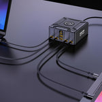 Carregador Multi-Porta Retrátil USB-C GaN de 550W com Carregamento Super Rápido, Ficha EU, Ficha US, Ficha UK, Ficha AU, Ficha KR