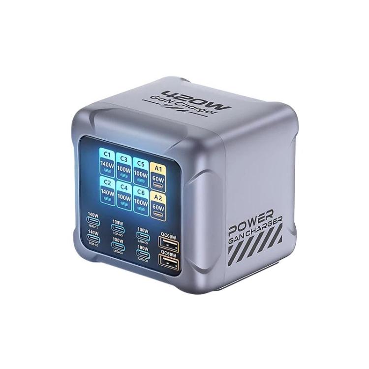 Carregador Multi-Porta GaN de 420W com Carregamento Super Rápido, Ficha EU, Ficha US, Ficha UK, Ficha AU, Ficha KR