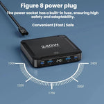Carregador Inteligente de Carregamento Rápido de 240W com Cabo USB Magnético Retrátil e Armazenamento Multi-Porta, Ficha EU, Ficha US, Ficha UK, Ficha AU, Ficha KR