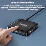 Carregador Inteligente de Carregamento Rápido de 240W com Cabo USB Magnético Retrátil e Armazenamento Multi-Porta, Ficha EU, Ficha US, Ficha UK, Ficha AU, Ficha KR