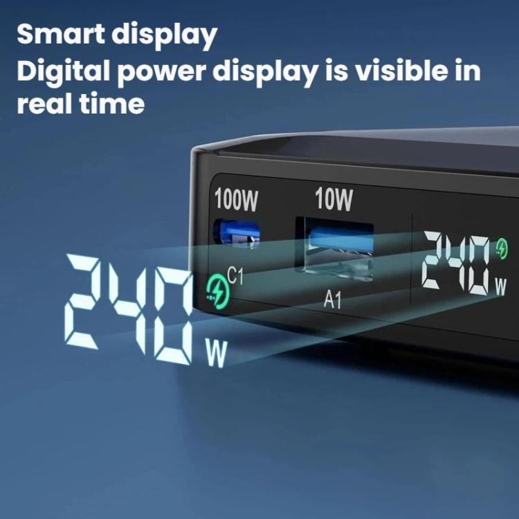 Carregador Inteligente de Carregamento Rápido de 240W com Cabo USB Magnético Retrátil e Armazenamento Multi-Porta, Ficha EU, Ficha US, Ficha UK, Ficha AU, Ficha KR