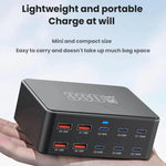 Carregador Multi-Porta GaN de 330W com Carregamento Super Rápido, Ficha EU, Ficha US, Ficha UK, Ficha AU, Ficha KR